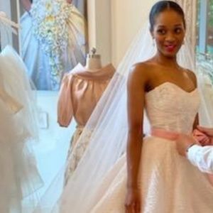 Blush Pink LAZARO Wedding Ballroom Gown